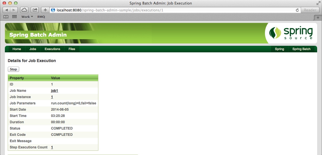 Stop Job Execution View